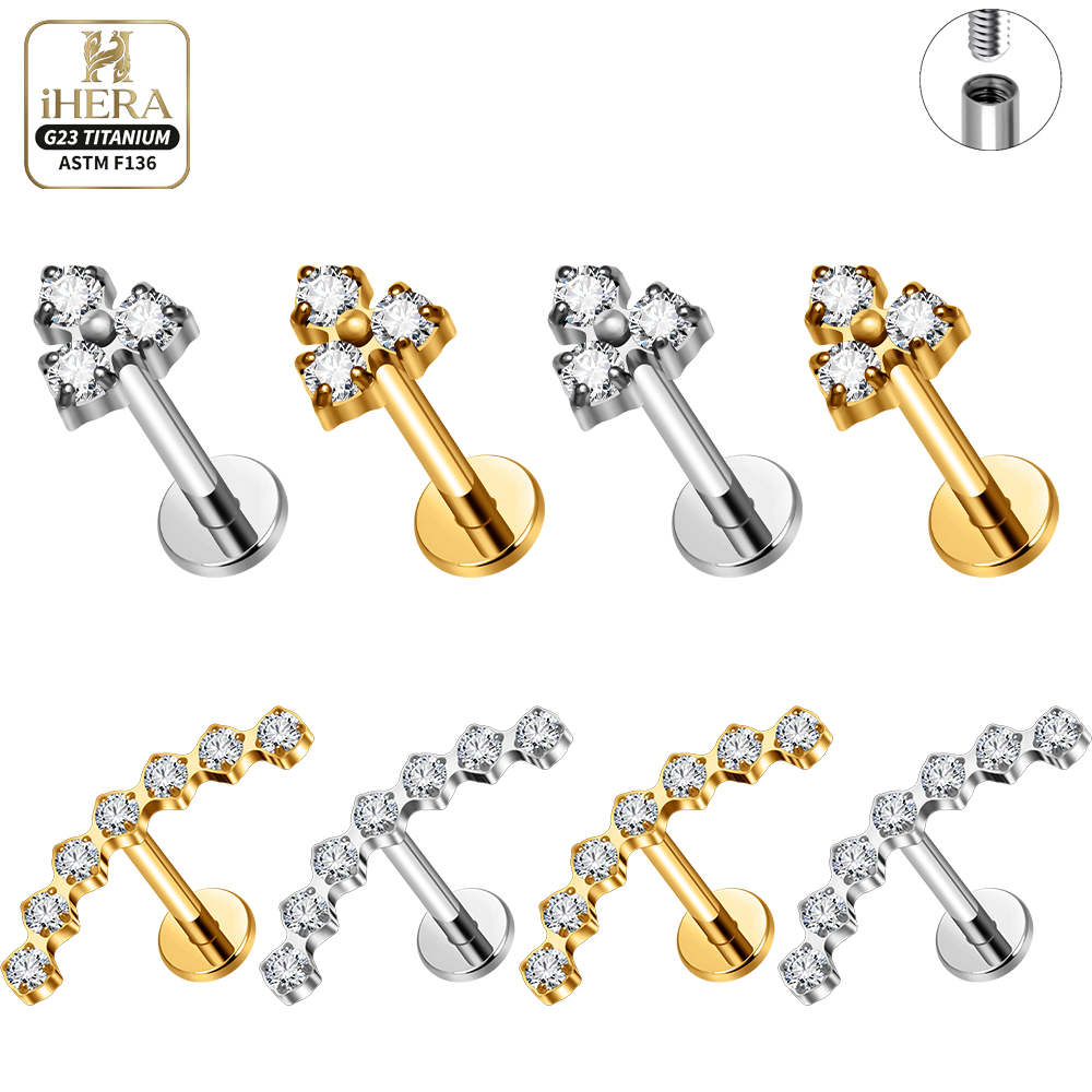Flat Back Labret Stud - Piercing Labret in Titanio G23 16G