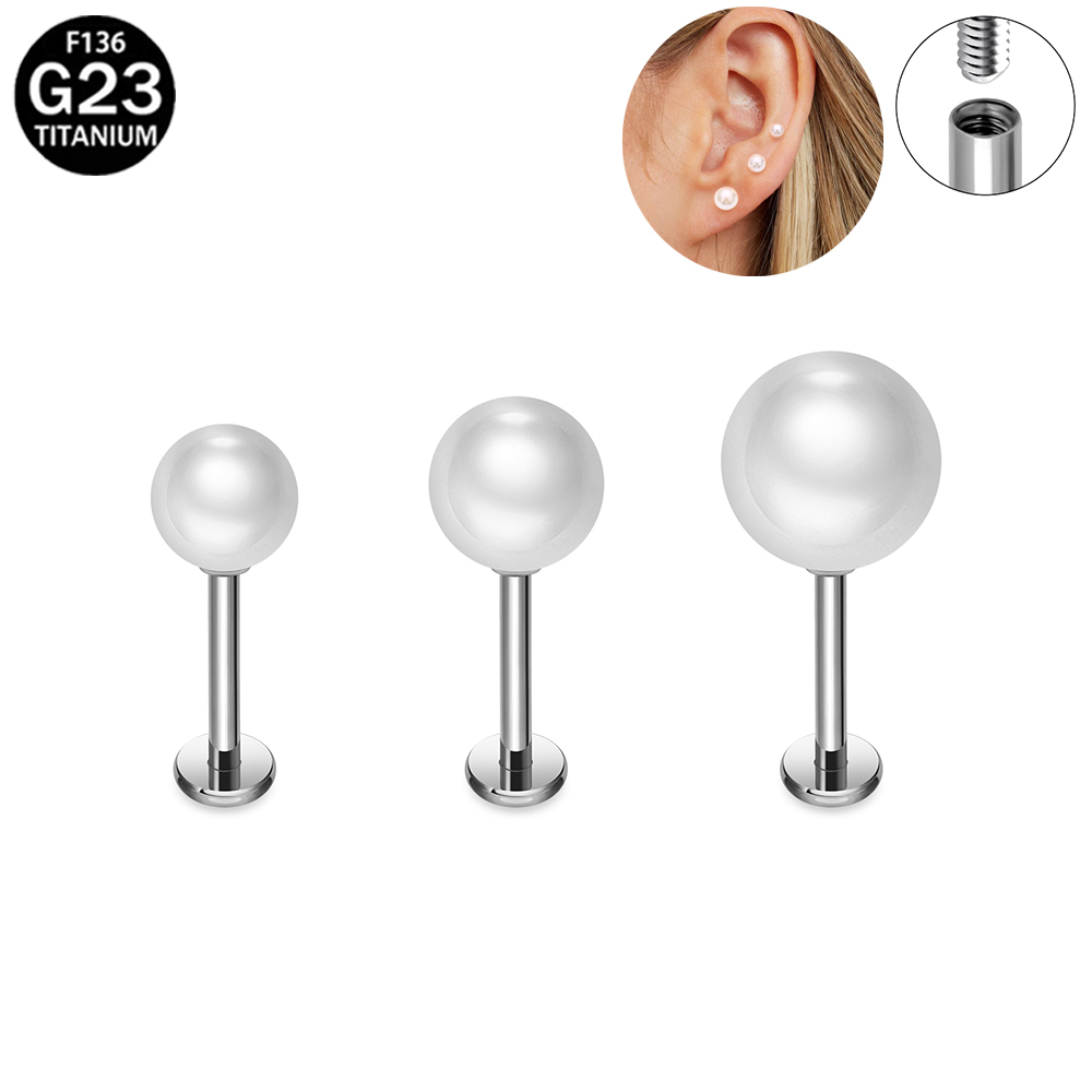 Flat Back Labret Stud - ASTM F136 Orecchini di perle di