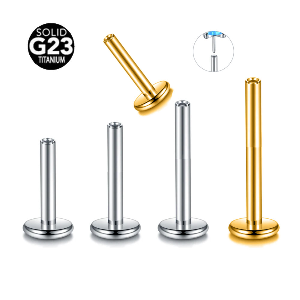 Flat Back Labret Stud - 10 pz/lotto ASTM F136 G23 Titanio