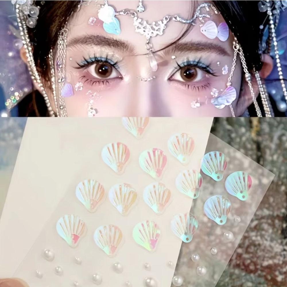 Body Jewelry Stickers - 1Sheet Iridescent Shell Miscellaneous Pearl Stickers