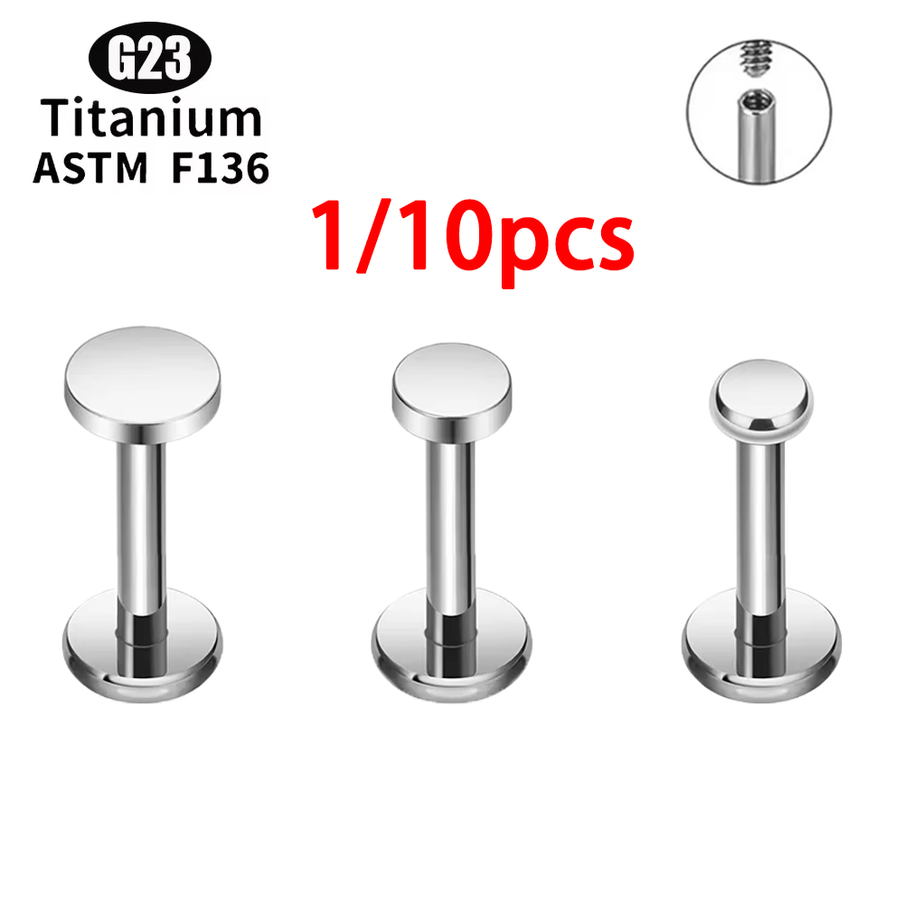 Flat Back Labret Stud - ASTM F136 Titanio Cerchio Punto Disco