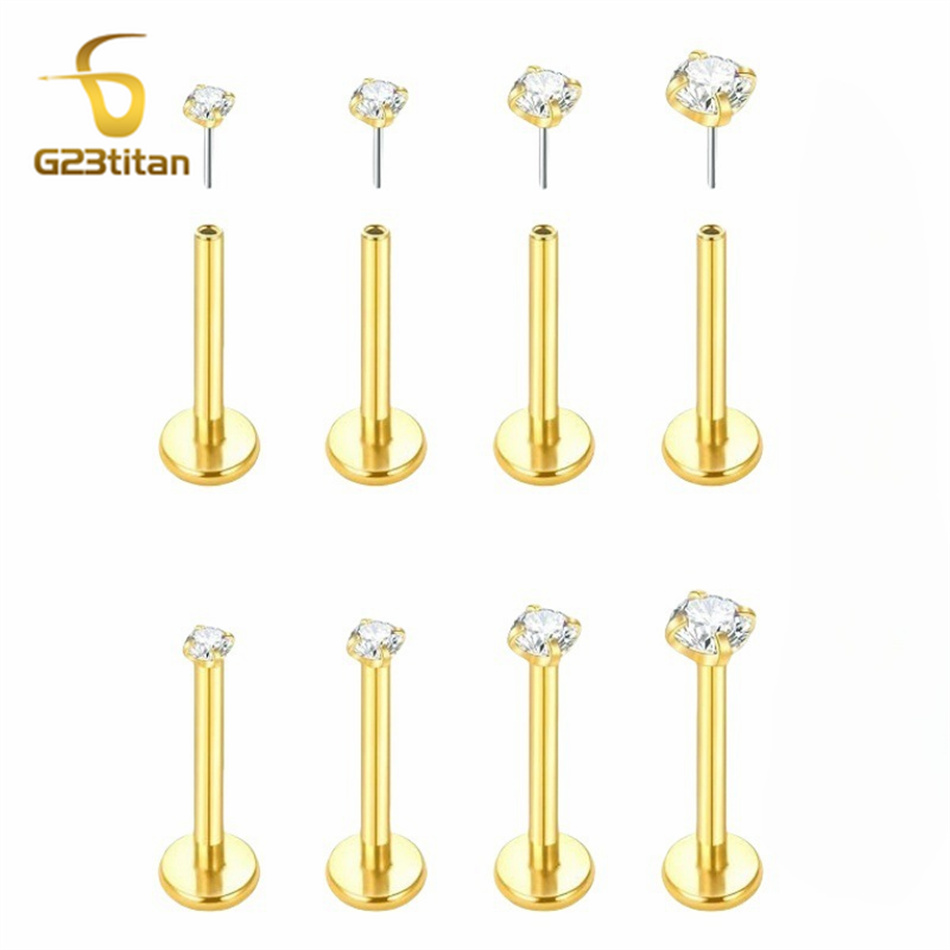 Flat Back Labret Stud - 2 pz Orecchini a pressione in