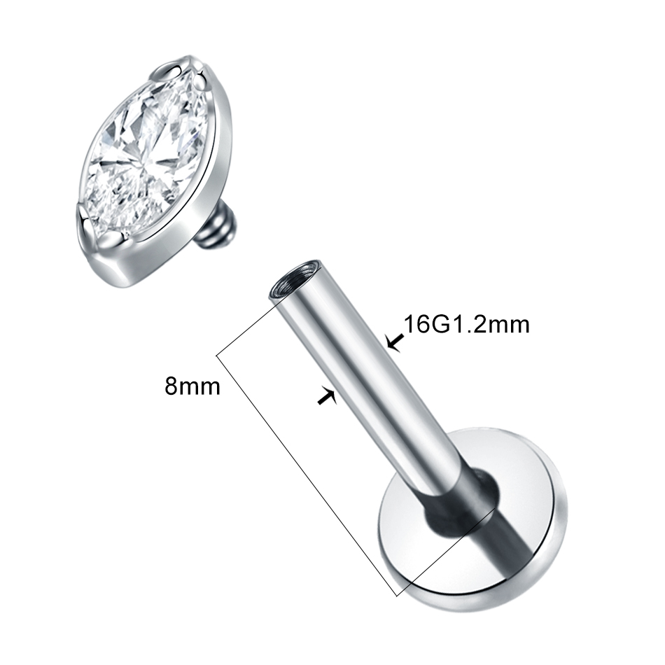 1 pz/5 pz orecchini cartilagin - Flat Back Labret Stud recensione e prezzo
