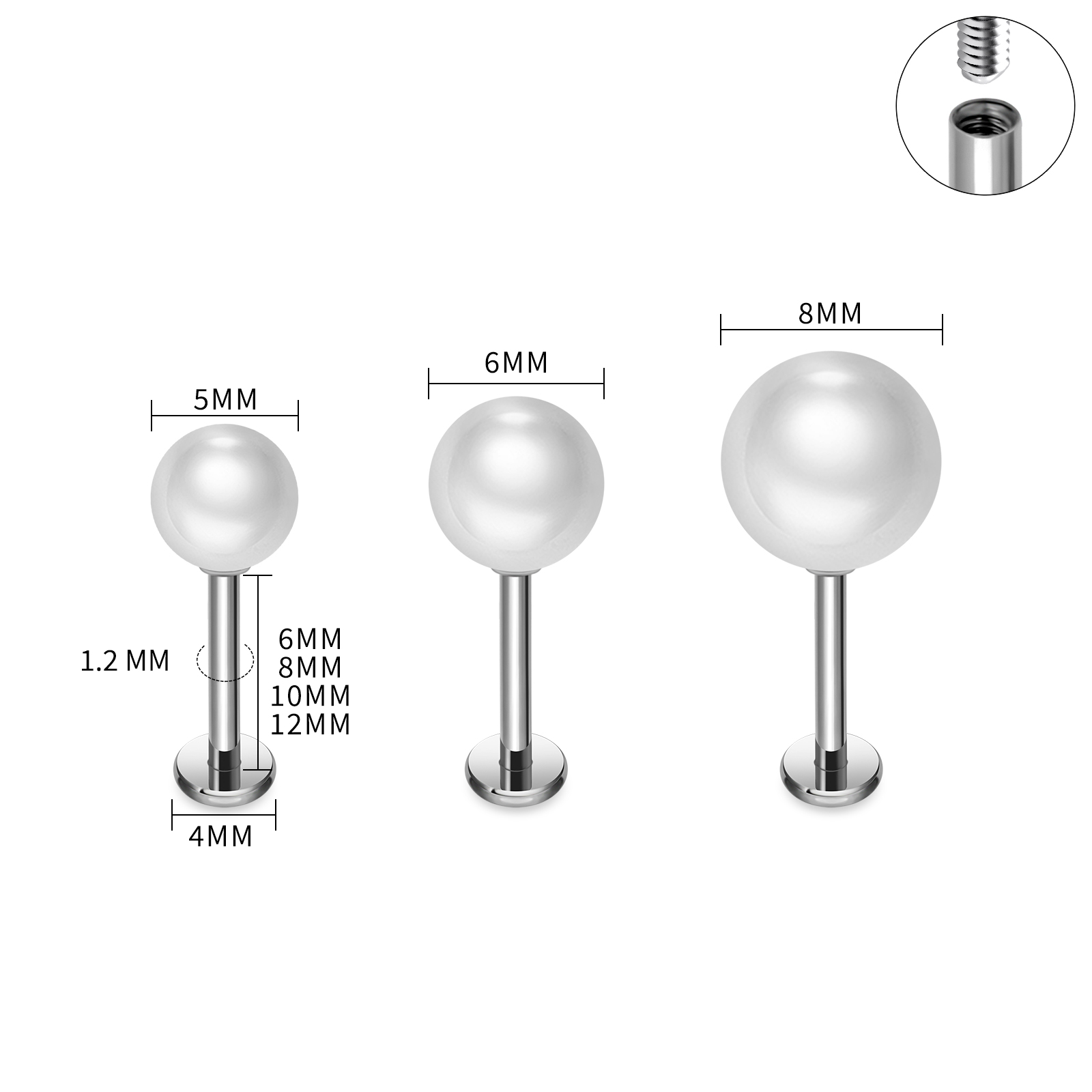 ASTM F136 Orecchini di perle d - Flat Back Labret Stud recensione e prezzo