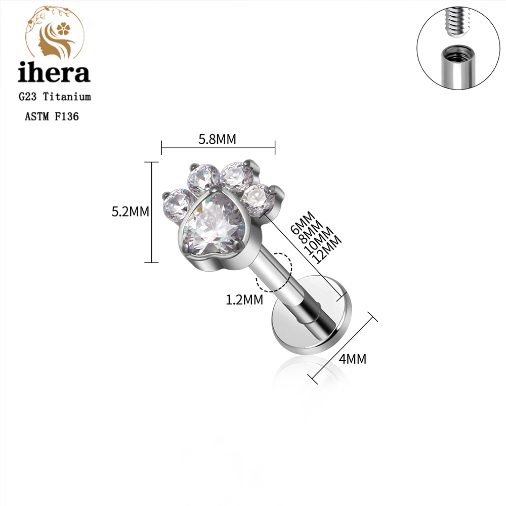 Piercing a cuore in titanio AS - Flat Back Labret Stud recensione e prezzo