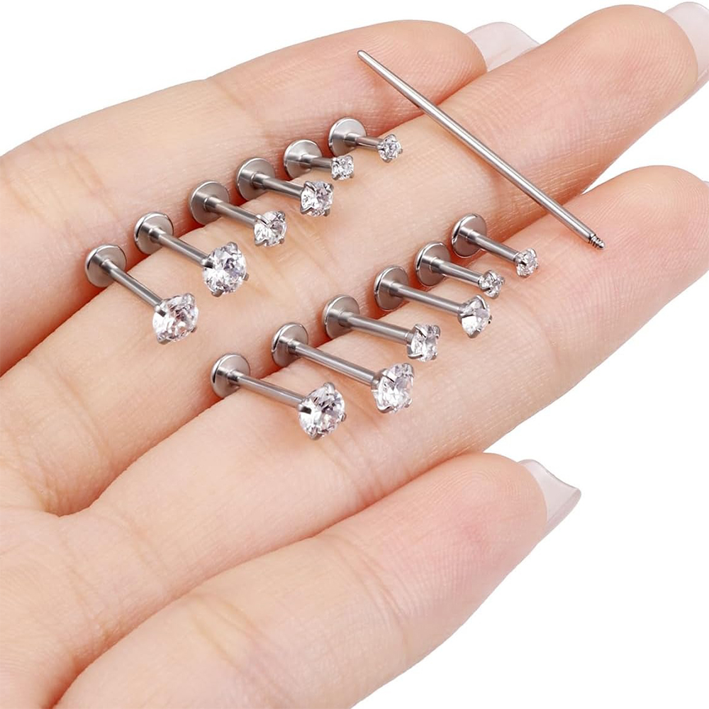 13 PZ Labret Piercing Set Acci - Flat Back Labret Stud recensione e prezzo