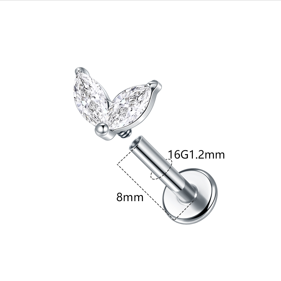 1pc titanio bianco verde zirco - Flat Back Labret Stud recensione e prezzo