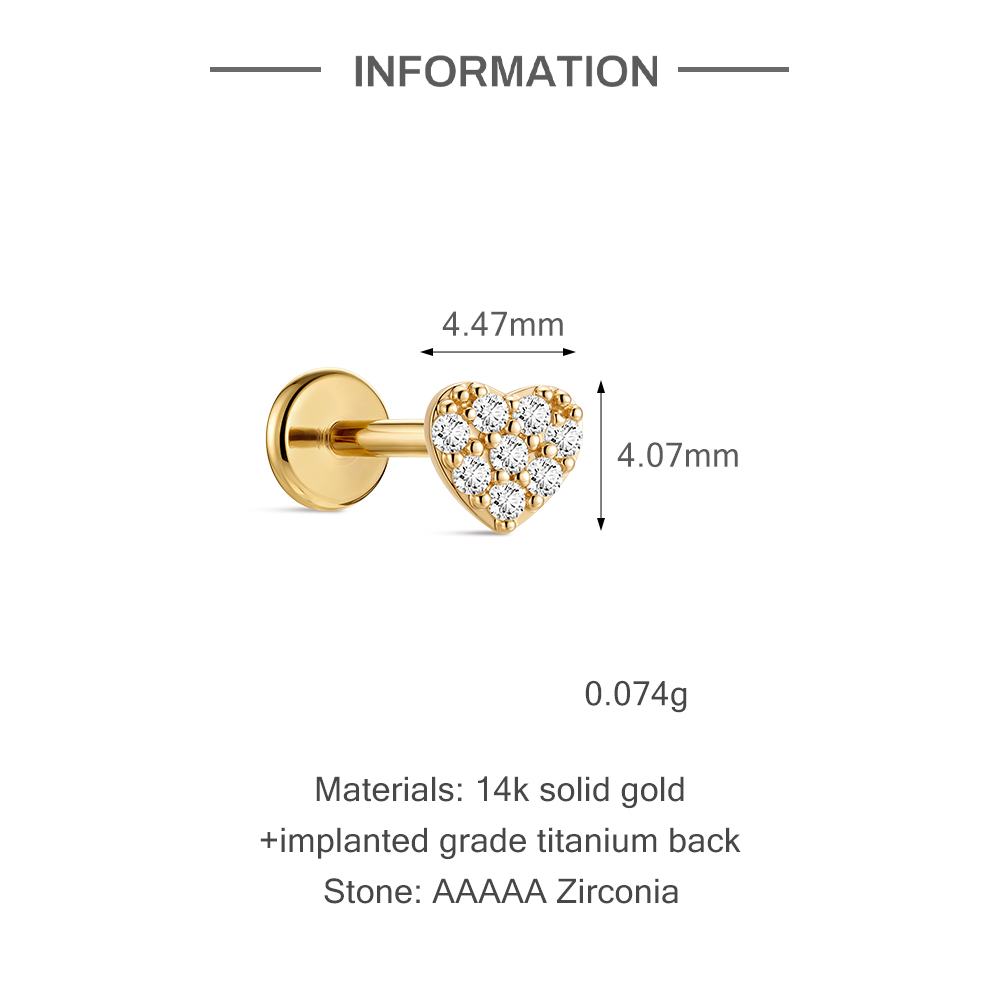 CANNER Orecchino a cuore piatt - Flat Back Labret Stud recensione e prezzo