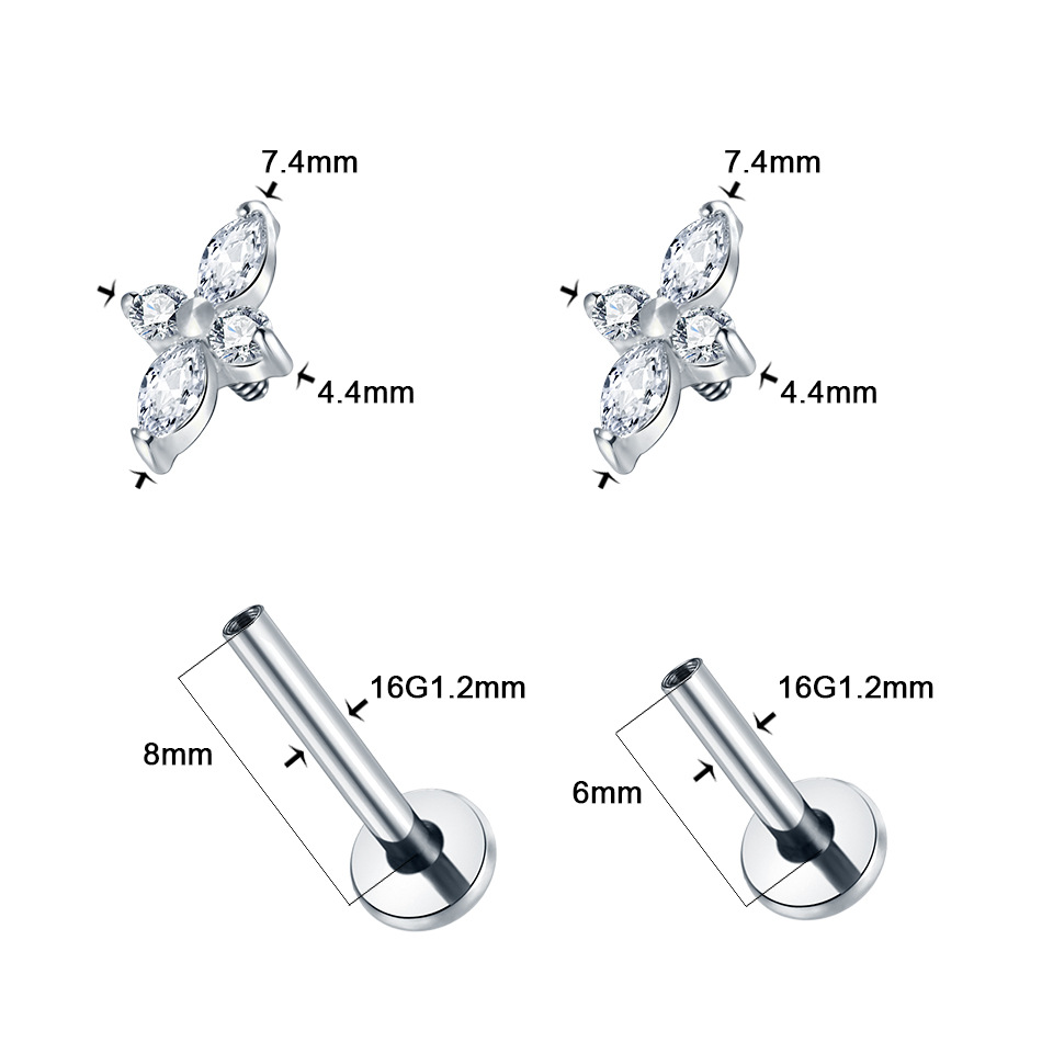 1 Pezzo Piercing Labret in Tit - Flat Back Labret Stud recensione e prezzo