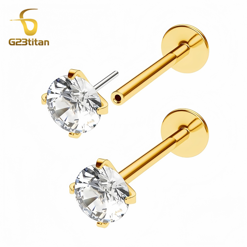 2 pz Orecchini a pressione in  - Flat Back Labret Stud recensione e prezzo