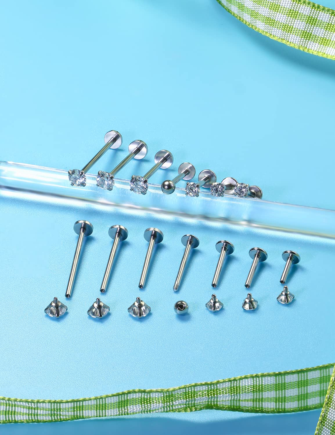16G diverse dimensioni perno p - Flat Back Labret Stud recensione e prezzo