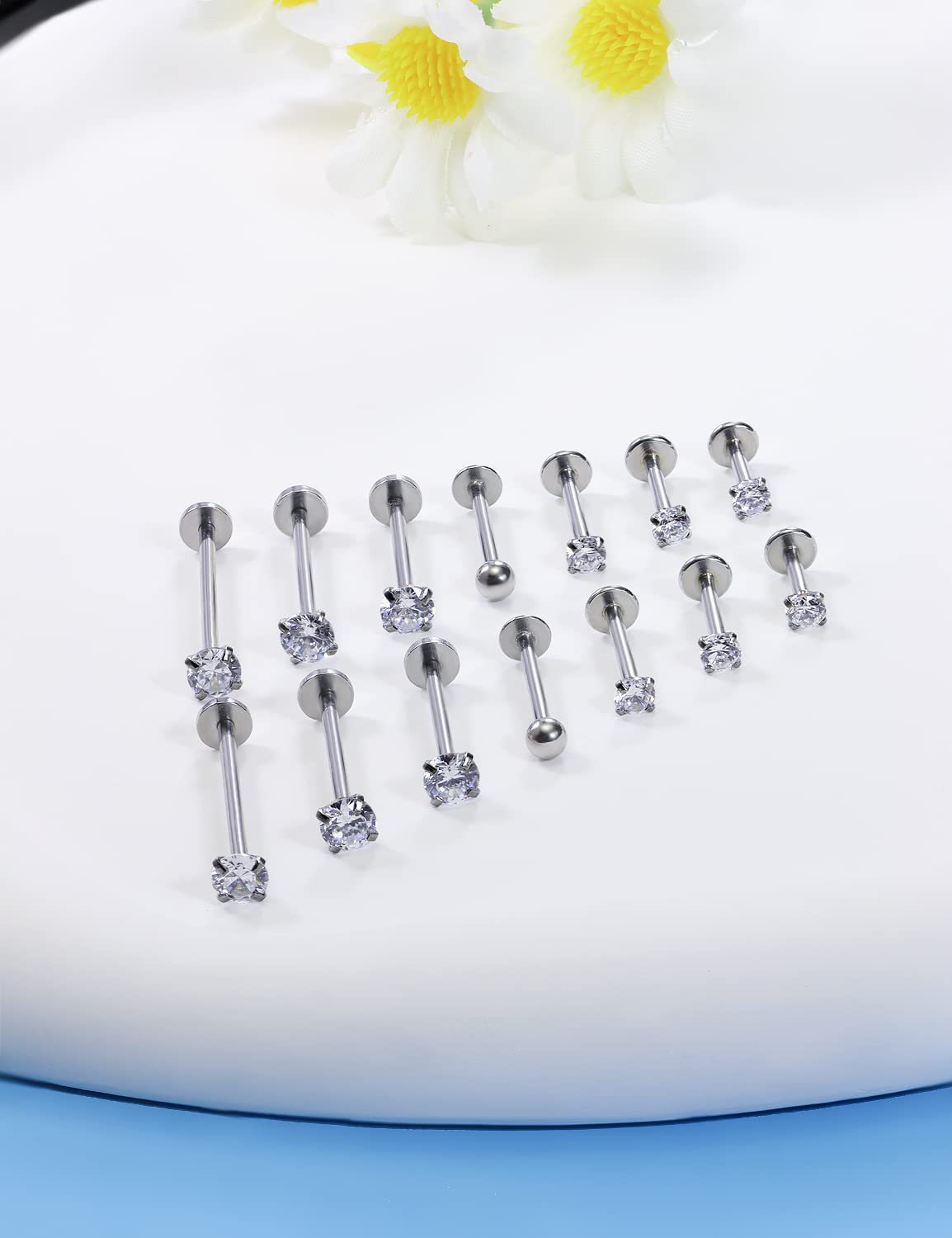 16G diverse dimensioni perno p - Flat Back Labret Stud recensione e prezzo