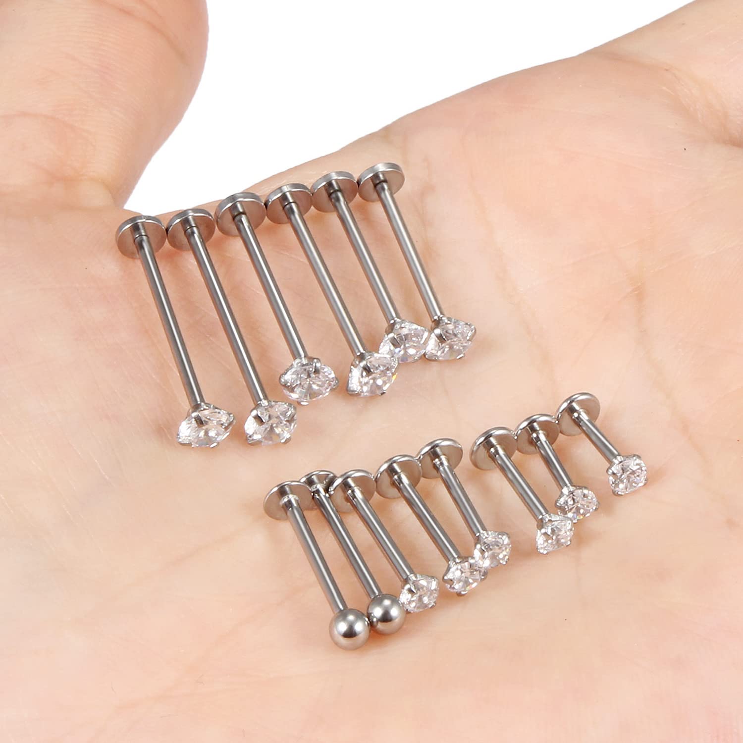 16G diverse dimensioni perno p - Flat Back Labret Stud recensione e prezzo